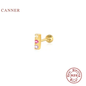 CANNER 1pcs 925 Brincos de Prata Para Mulheres de Mini arco-íris Brincos Cartilagem Jóia Piercing do Mom Presente 2021 Tendência