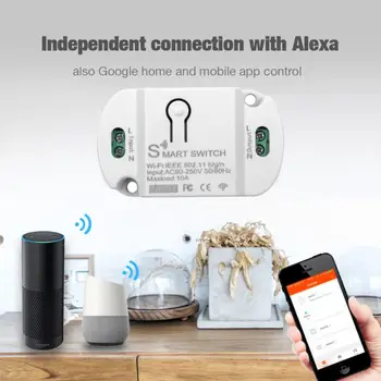 10A wi-Fi Smart Switch Temporizador de Switches sem Fio Controle Remoto Smart Switch Inteligente Vida / Tuya APLICATIVO Funciona Com Alexa Google Dropship