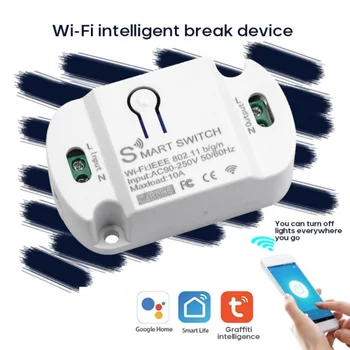 10A wi-Fi Smart Switch Temporizador de Switches sem Fio Controle Remoto Smart Switch Inteligente Vida / Tuya APLICATIVO Funciona Com Alexa Google Dropship
