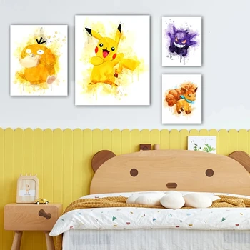Anime Pokemon Cartaz Pikachu, Squirtle Bulbasaur Tela De Pintura Mural De Parede A Imagem De Crianças De Quarto De Criança Quarto Decoração