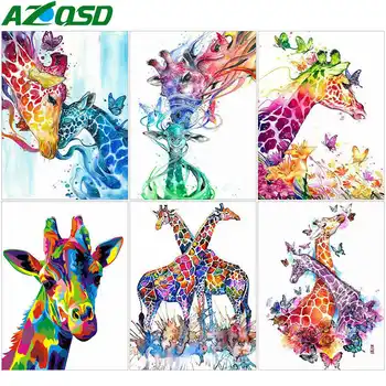 AZQSD Bordado de Diamante Diy Girafa Ponto de Cruz, Kits de Decoração de Casa de Diamante Pintura de Animais Completa Praça de Broca do Adesivo de Parede