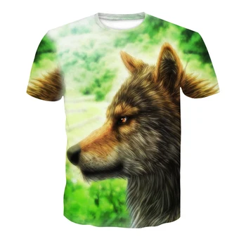 Moda, esportes respirável Lobo impressão 3D de moda de T-shirt dos homens lobo rua roupas soltas e confortáveis, de tecido