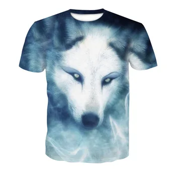 Moda, esportes respirável Lobo impressão 3D de moda de T-shirt dos homens lobo rua roupas soltas e confortáveis, de tecido