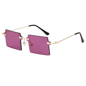 NOVO Óculos de sol Retro Mulheres Marca o Designer de Moda sem aro com Gradiente de Óculos de Sol Tons de Corte Lente Senhoras Óculos sem aro