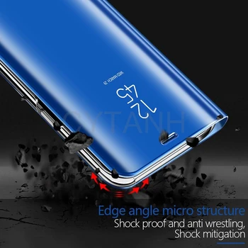 Luxo Espelho Smart Inverter Caso De Telefone Xiaomi Poco M3 Redmi Nota 9S 9 Pro Max 4G Anti-queda Titular Stand Livro de Capa Protetora
