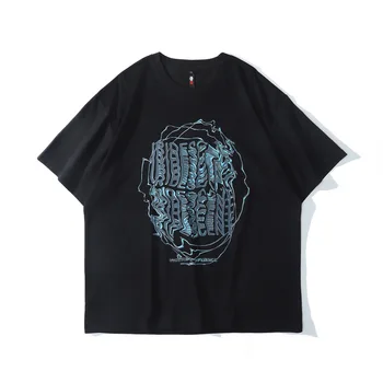 HLM de Casal de grandes dimensões T-shirt da Moda de Impressão Hip Hop T-shirt Harajuku Verão coreano Solta Tops, Camisetas Meia Manga Roupas de Algodão