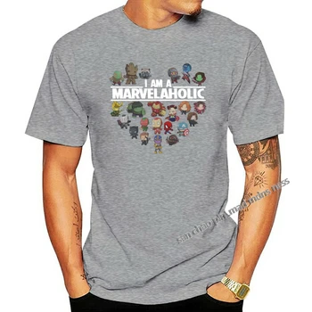 Eu Sou Marvelaholic Camiseta Preta de Algodão dos Homens S-3Xl Nos Fornecedor de Algodão Personalizar T-Shirt