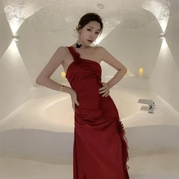 As Fêmeas 2021 Verão Chic Francês Vintage Midi Vestidos De Mulheres Sem Mangas Elegantes Vestidos Sexy Estilo Coreano Noite Vestidos De Festa