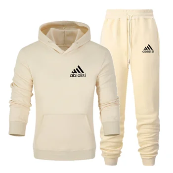 2Pcs Homens Conjuntos de Moda Hoodies Calça Casaco em Moletom + Calça de Agasalho de Inverno Outono Jogging Sportswear masculino Casual