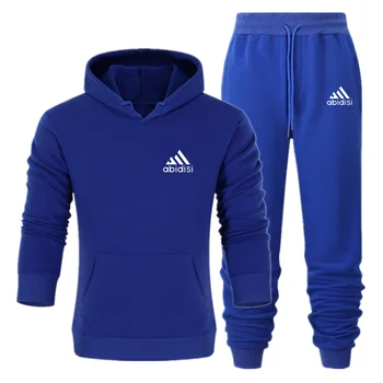 2Pcs Homens Conjuntos de Moda Hoodies Calça Casaco em Moletom + Calça de Agasalho de Inverno Outono Jogging Sportswear masculino Casual