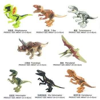 Conjunto de Venda de Blocos de Construção Mundo Azul Dinossauro Verde Tiranossauros Rex Transparente Figuras de Recolha de Brinquedos Para as Crianças VÓS 77043