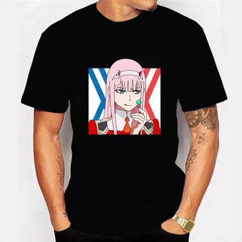 Anime japonês T-shirt de Darling, O Franxx Camiseta de Anime ZERO DOIS Hip Hop T-shirt de Verão Casual Cool Streetwear Camiseta Top Tee