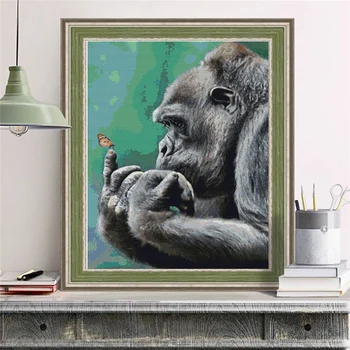 HUACAN DIY Diamante Pintura Animal Macaco Diamante Bordado de Ponto de Cruz, Completa Praça de pedra de Strass Da Imagem a Decoração Home