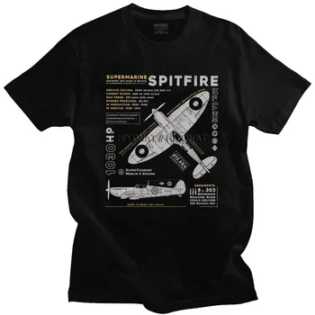 Supermarine Spitfire MK T-Shirt dos Homens do Algodão Tee Avião de Caça da 2ª guerra mundial Guerra Piloto de Avião de Avião Tshirt Curto Manga de Moda de T-shirt