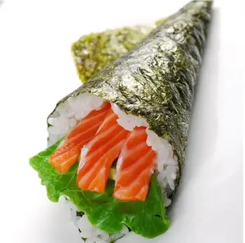 100pcs=50PCS*2 Meia Cortar o Sushi Nori Fábrica atacado de qualidade AAA, verde Escuro Secundário cozimento sushi Nori algues