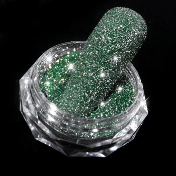 1 Caixa De Laser De Prata Reflexão Diamante Esmaltes De Glitter Pó Fino, Brilhante Super Do Pigmento Holográfico Decoração Da Arte Do Prego Dicas