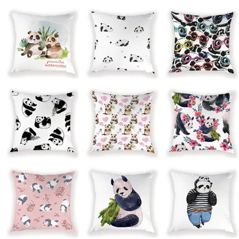 Dos desenhos animados do Panda Almofadas Caso de Animais para a Sala de Almofadas Cobertura Geométrica Impressão de Capas de Almofadas 45X45Cm Travesseiros Casos Kissen