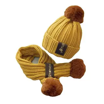 Outono e inverno crianças chapéu conjunto de cachecol quente simples de lã cap meninos e meninas de chapéu de malha de duas peças de bebê chapéu