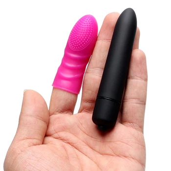 IKOKY Longo Bullet Vibrador Ponto G Massageador Feminino Masturbador Erótico Dedo Vibrador Brinquedos Sexuais para as Mulheres Vagina Estimulação