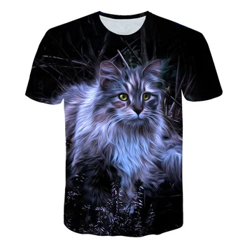 2021 verão nova moda casual animal gato de impressão 3D T-shirt para homens e mulheres Harajuku punk T-shirt O-pescoço curto rua topo