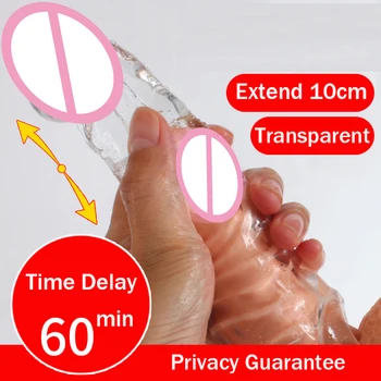 65-100mm Extensor de Pénis Manga retardar a Ejaculação Reutilizáveis Preservativo Íntimo de Bens de Brinquedos Sexuais Para Homens
