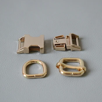 10 set de metal dourado correia correias controle deslizante de renegade fivela de liberação do anel D 15 mm cinta para cão de estimação gola chicote de acessórios de costura
