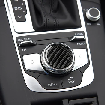 1Pcs 42mm Verdadeira Fibra de Carbono da Central de Controle de Rotação do Botão Decorativos, Adesivos de Colar de Carro Acessórios Para Audi A3 A4L
