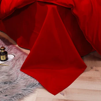 Estilo moderno Vermelho Cor de Capa de Edredão de Cama de Definir Macio e Confortável roupa de cama Fronha Folha de Home Conjunto de roupa de Cama para Adultos Cama