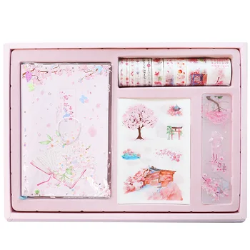2021 notebook bonito criativo de flor de cerejeira mão de contabilidade de caixa de presente de definir o Japonês saco de presente de antiguidades menina de coração de estudante notebook de presente
