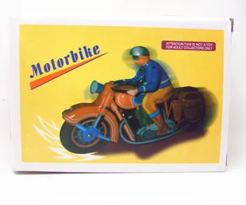 [Engraçado] coleção Clássica Retro Mecânica de moto de brinquedo Vento Metal Estanho Engrenagem rodar com a moto Mecânica brinquedo dom crianças