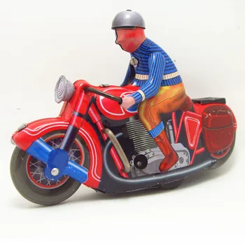 [Engraçado] coleção Clássica Retro Mecânica de moto de brinquedo Vento Metal Estanho Engrenagem rodar com a moto Mecânica brinquedo dom crianças