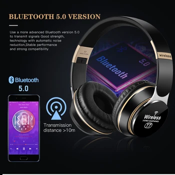3D Estéreo de Fone de ouvido Bluetooth Dobrável Jogos de Fone de ouvido Com Microfone Apoio TF Cartão de Redução de Ruído Fones de ouvido