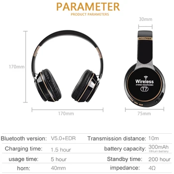 3D Estéreo de Fone de ouvido Bluetooth Dobrável Jogos de Fone de ouvido Com Microfone Apoio TF Cartão de Redução de Ruído Fones de ouvido