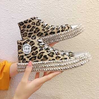 Moda Leopard Flats Mulheres Sapatos De 2019 Laço Casual Lona Plataforma Sapatos De Mulher Sneakesr Confortáveis Apartamentos Dropship G9-98