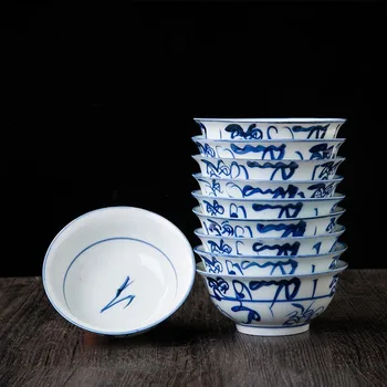 Chinês Azul e a Branca da Porcelana do Jingdezhen Cerâmica Arroz Tigela de Ramen Taças de Sopa Acessórios de Cozinha Recipiente de Comida Arte Taças de Presente