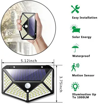 🔥100 DIODO emissor de Luz Solar, a Lâmpada Solar Exterior Posta Solar Impermeável Sensor de Movimento de PIR Luz de Rua para a Decoração do Jardim