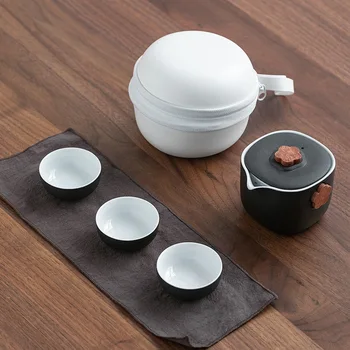 Portátil Viagem de Chá de Cerâmica Bule Chaleira Quik Potes de Uma panela e Três copos Teaware Chinês Bebida, Bules de chá Xícara de Chá de Gaiwan