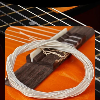 6pcs Violão de Cordas de Nylon Prata Cadeias de caracteres Definido para o Clássico, Violão Clássico, 1M 1-6 E B G D A E f # Hot Venda de Acessórios para Guitarra