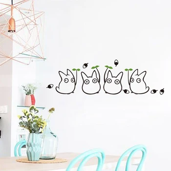 1pc Criativo Cartoon Totoro de autocolantes de Parede de Vinil Adesivo de Parede Mural Adesivo para Quarto de Crianças Decalque Casa do papel de Parede Arte Applique Decoração