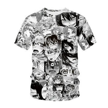 Ahegao T-shirt Anime Impressão 3D Homens Mulheres Streetwear Hentai Padrão O-Pescoço Hip Hop T-Shirt Harajuku Casual Tops Sexy Roupa de Menina