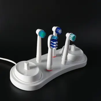 A Escova De Dentes Elétrica Suporte, Branco 2 Escova De Dentes Stander Da Base De Dados De Suporte Titular 4 Cabeças De Escova De Dente Base Com 1 Carregador De Buraco