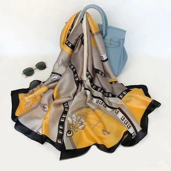 2020 marca de Luxo Outono e inverno as mulheres Novo estilo de Moda de correspondência de Cores de Impressão lenço de seda senhora Popular headcloth praia xale