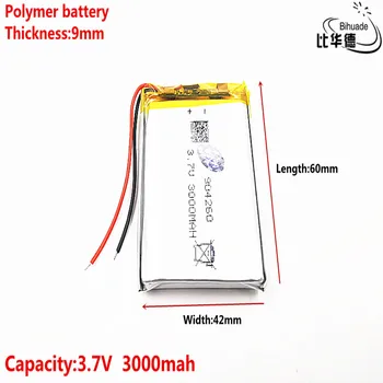 Litro de energia, bateria de Boa Qulity 3,7 V,3000mAH 904260 de Polímero de lítio ion / Li-íon da bateria para o pc da tabuleta do BANCO,GPS,mp3,mp4