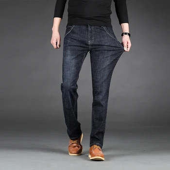 2021 Primavera dos Homens Novos Clássico Azul Preto Slim-Fit Jeans Negócios Baggy Jeans Homens Regular Fit Jeans Calças Masculinas da Marca Calças