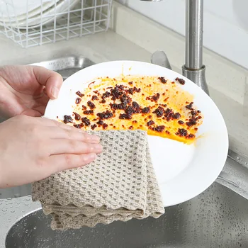 Limpeza da cozinha Toalha Super Absorvente de Microfibra Pano de Limpeza Anti-gordura Casa Lavando o pano de Prato