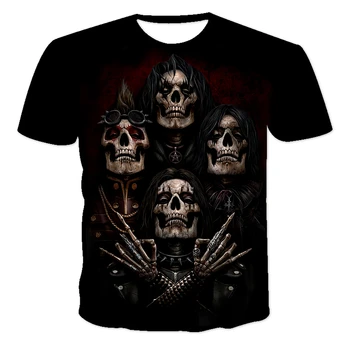 Homens de roupa 2021 Nova Mens Verão Crânio de Impressão Homens de Manga Curta T-shirt de impressão 3D Camiseta Casual Respirável camisetas divertidas