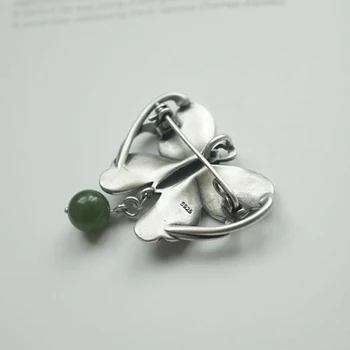 Designer original novo jasper borboleta pequeno pingente broche de estilo Chinês de moda para homens e mulheres de jóias de prata
