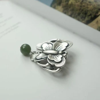 Designer original novo jasper borboleta pequeno pingente broche de estilo Chinês de moda para homens e mulheres de jóias de prata