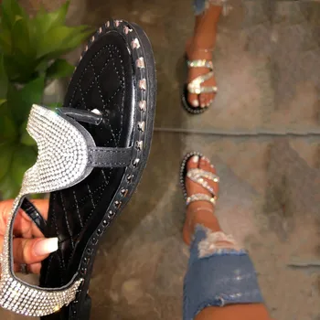 Verão As Mulheres Strass Deslizamento Do Dedo Do Pé Aberto Televisão Respirável Sandálias De Praia Senhoras De Sapatos De Plataforma Retrô Sandalias Calçado 2021