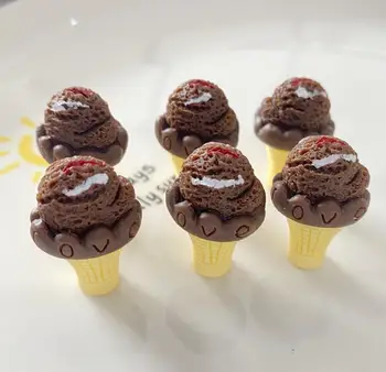 Kawaii creme de sorvete de sobremesa 3D Resina Flatback Cabochão de Simulação de alimentos-Art de Fornecimento de casa de Boneca cozinha de Brinquedo Decoração